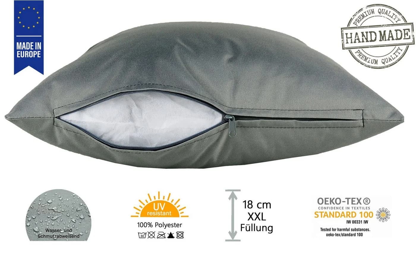 JACK Dekokissen 45x45cm Outdoor Grau mit XXL-Füllung - Bild 3