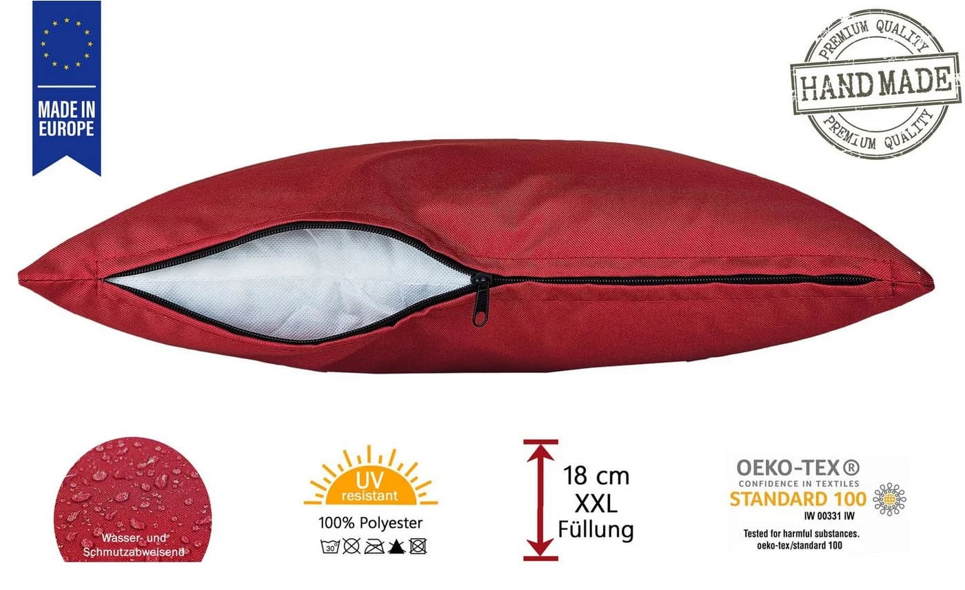 JACK Dekokissen 45x45cm Outdoor Lounge Kissen Burgund - Bild 3