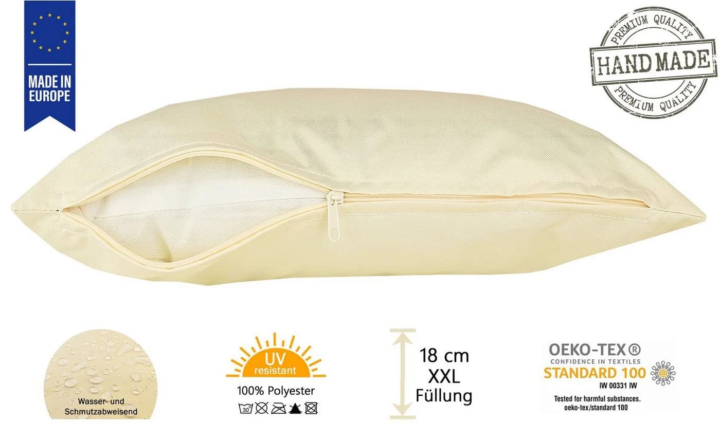 JACK Dekokissen 60x60cm Outdoor Lounge Kissen Beige mit XXL Füllung - Bild 3