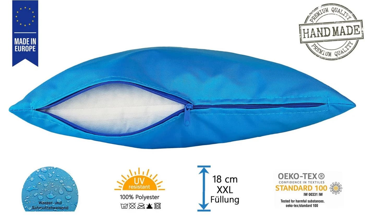 JACK Dekokissen 60x60cm Outdoor Lounge Kissen Meerblau mit XXL Füllung - Bild 3