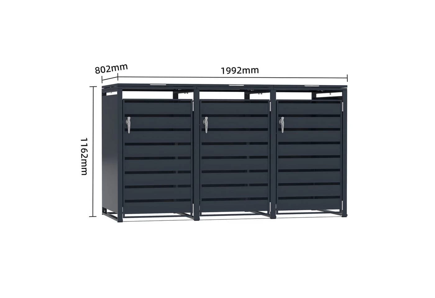 GARLIVO Mülltonnenbox 3er Set Schwarz Verzinkter Stahl - Bild 4