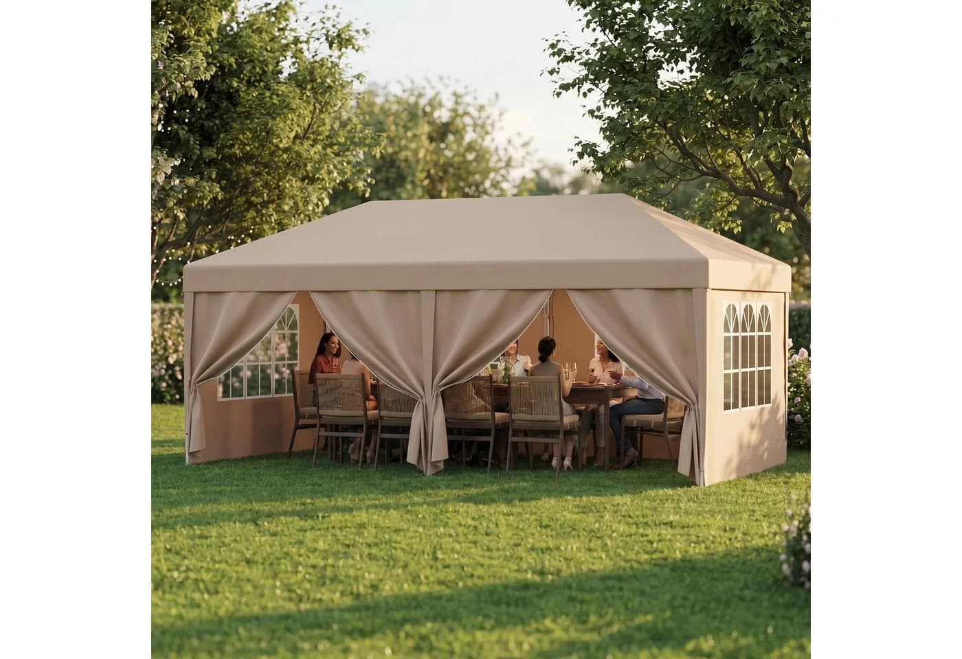 GUNJI Faltpavillon 3x6m Schwarz Höhenverstellbar - Bild 2