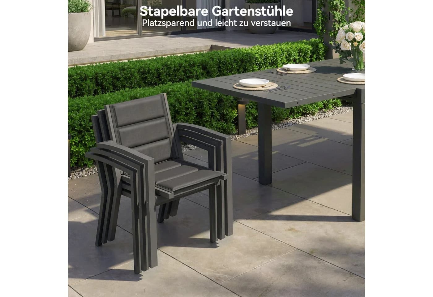 Furnicopia Garten-Essgruppe 7-tlg. Grau/Braun Aluminium - Bild 3