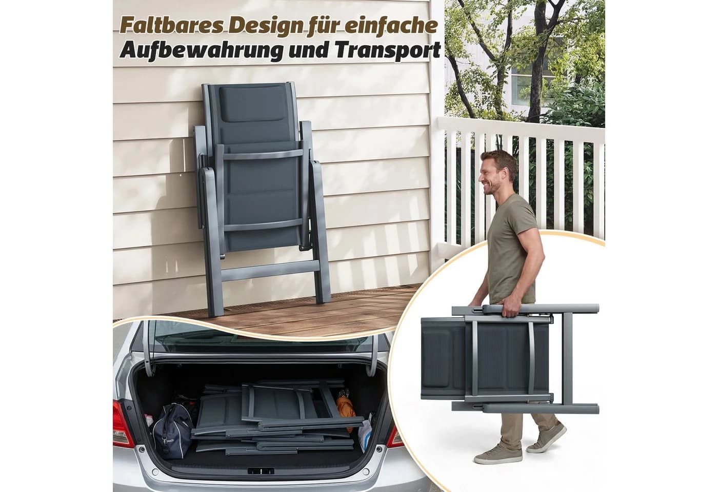 HOMALL Klappstuhl Aluminium 6er Set 7-fach verstellbar - Bild 3