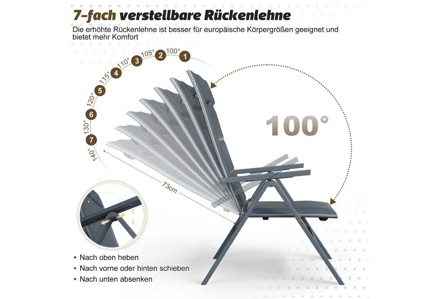 HOMALL Klappstuhl Aluminium 6er Set 7-fach verstellbar - Bild 4