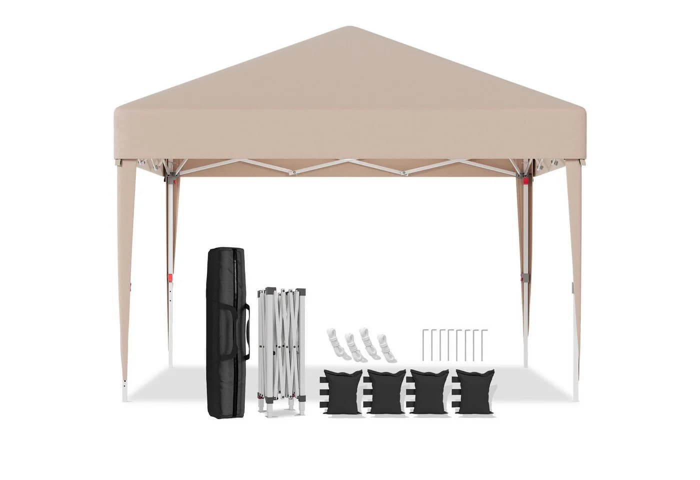 GUNJI Faltpavillon 3x3m Beige Höhenverstellbar UV-Schutz - Bild 2