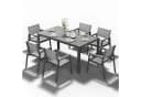 HOMALL Garten-Essgruppe 4-8 Pers. Aluminium PS-Holzoptik Grau Bild 1