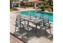 HOMALL Garten-Essgruppe 4-8 Pers. Aluminium PS-Holzoptik Grau Bild 2