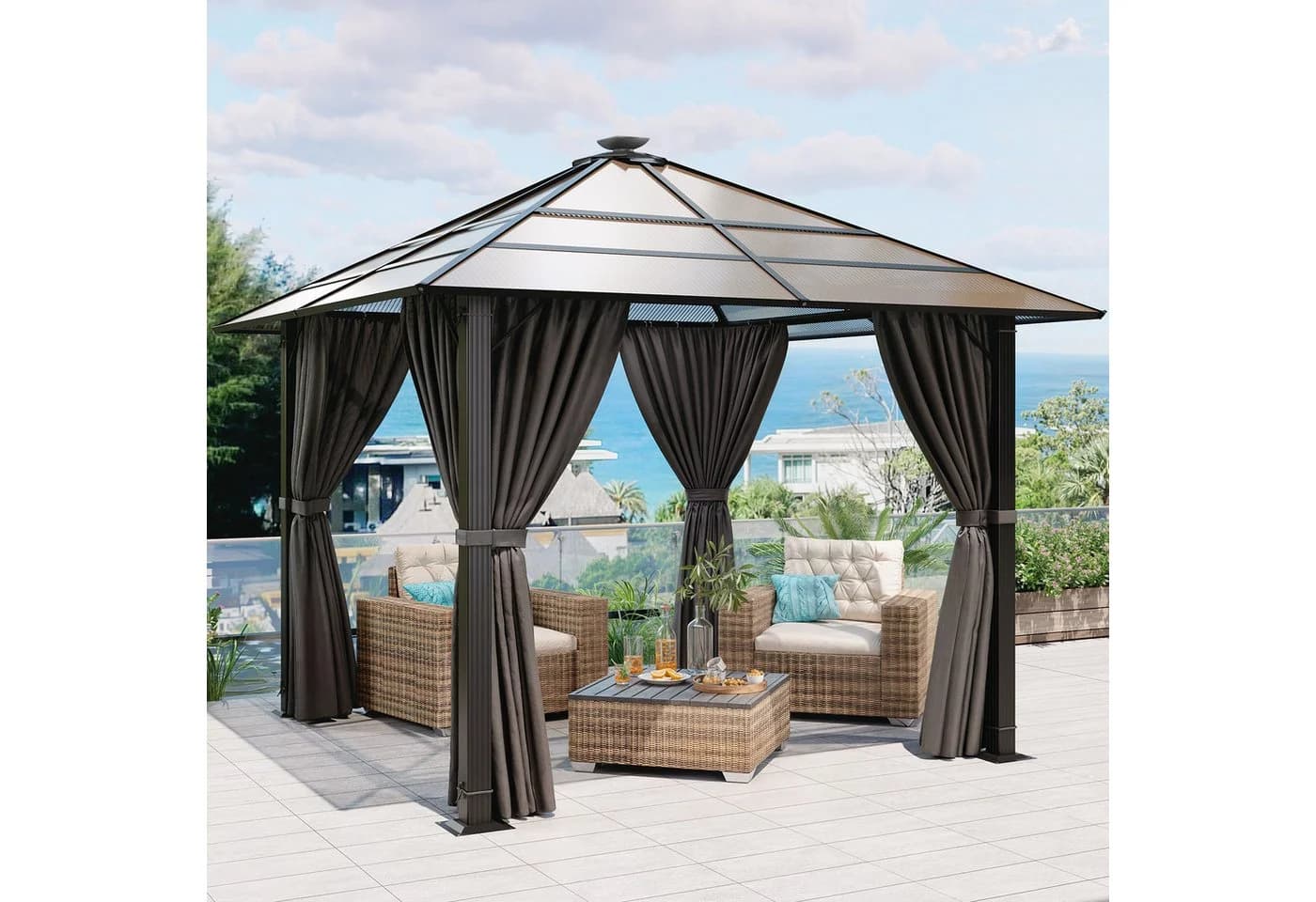 HOMALL Gartenpavillon 300x300/300x400cm Aluminium PC-Dach Seitenteile - Bild 2