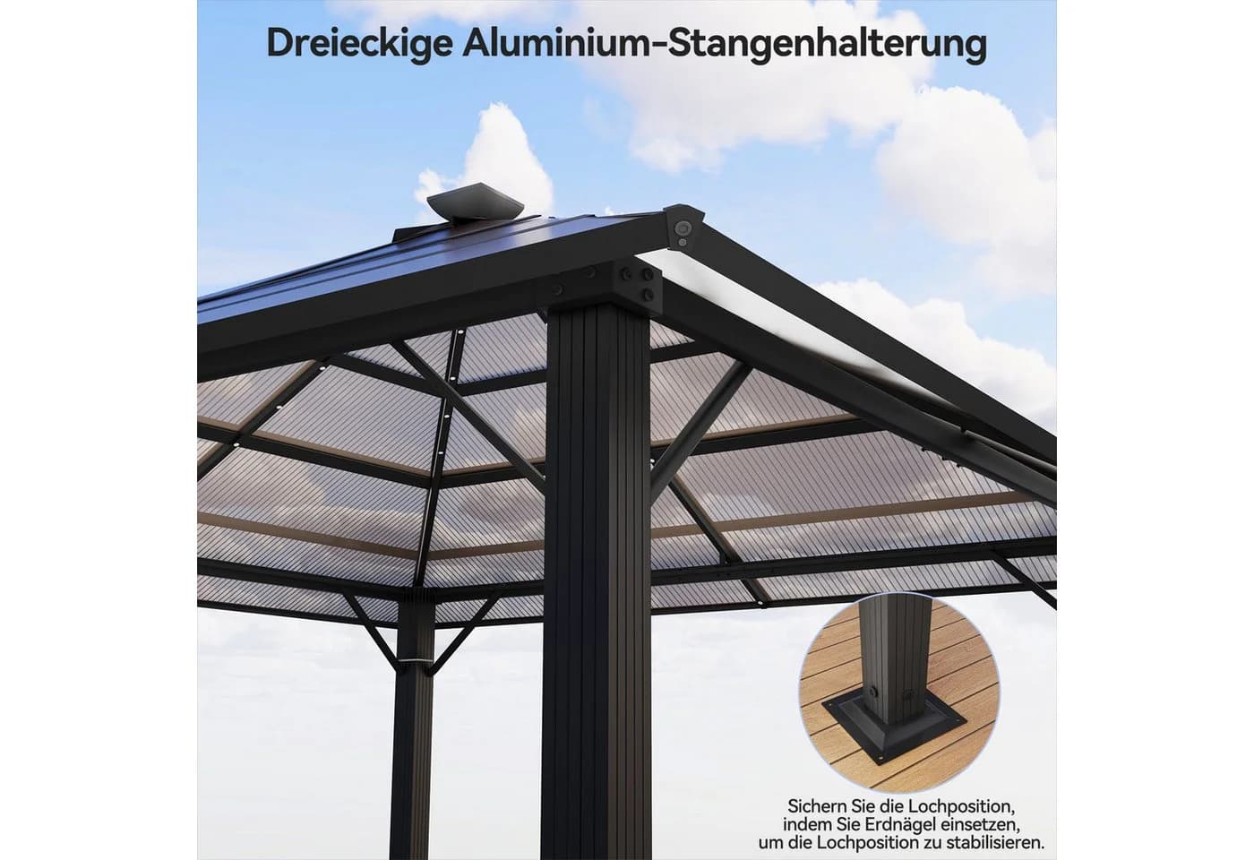 HOMALL Gartenpavillon 300x300/300x400cm Aluminium PC-Dach Seitenteile - Bild 4