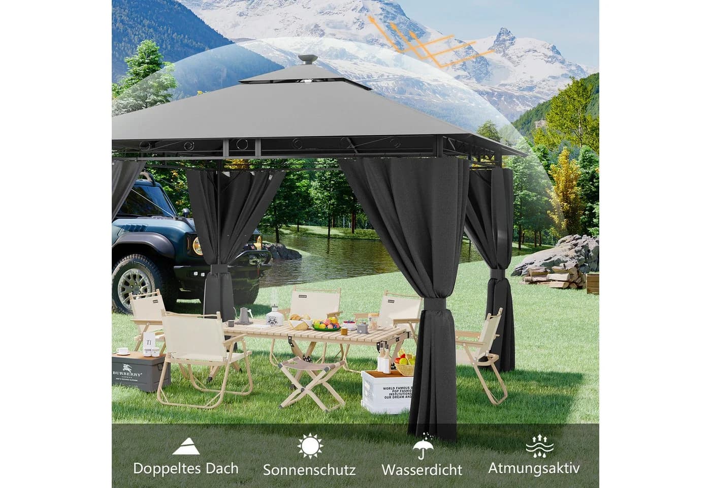 HOMALL Gartenpavillon Winterfest und Wasserdicht 4-8 Personen - Bild 4