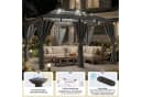 HOMALL Gartenpavillon 3x4m Grau mit LED-Solarleuchten & 6 Seitenwänden Bild 5