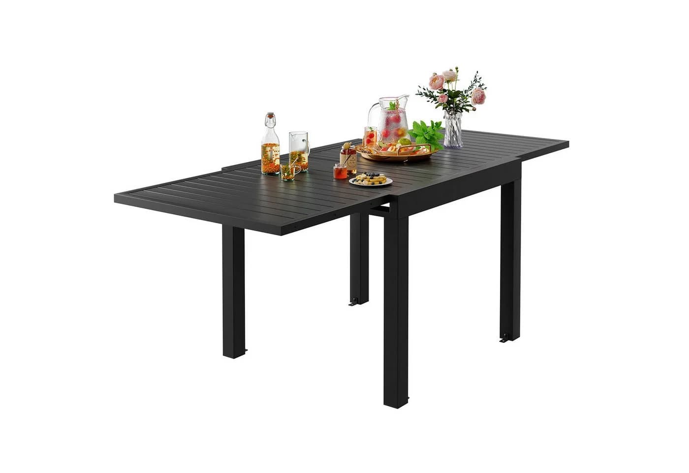 GUNJI Gartentisch Aluminium-Teleskoptisch, 80/160, 160/260cm, wasserdicht und rostfrei - Bild 2