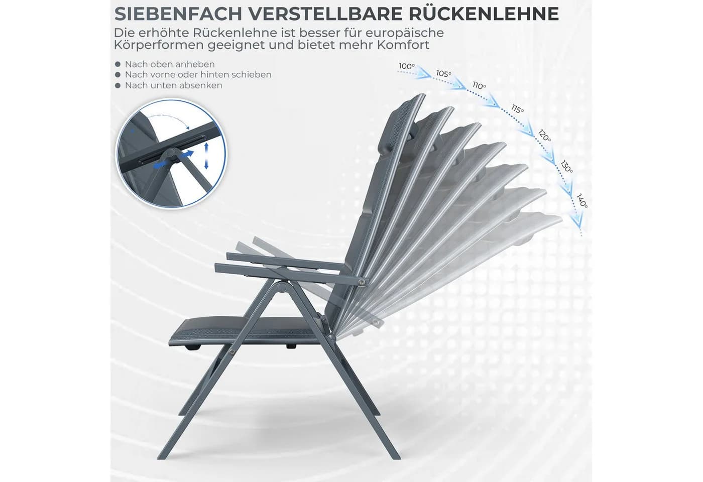 HOMALL Garten-Essgruppe 9-tlg. Aluminium Tisch & Klappstühle Holzoptik - Bild 5