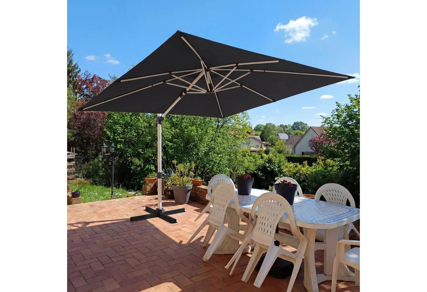 HOMALL Sonnenschirm 300x400 cm Ampelschirm mit Ständer 360 Grad drehbar UV-Schutz 50+ - Bild 2