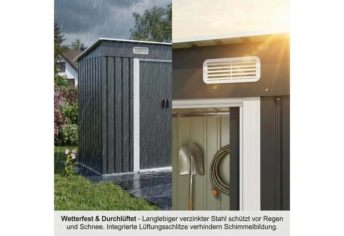 GUNJI Gerätehaus Metall Geräteschuppen mit Doppelschiebetür - Bild 4