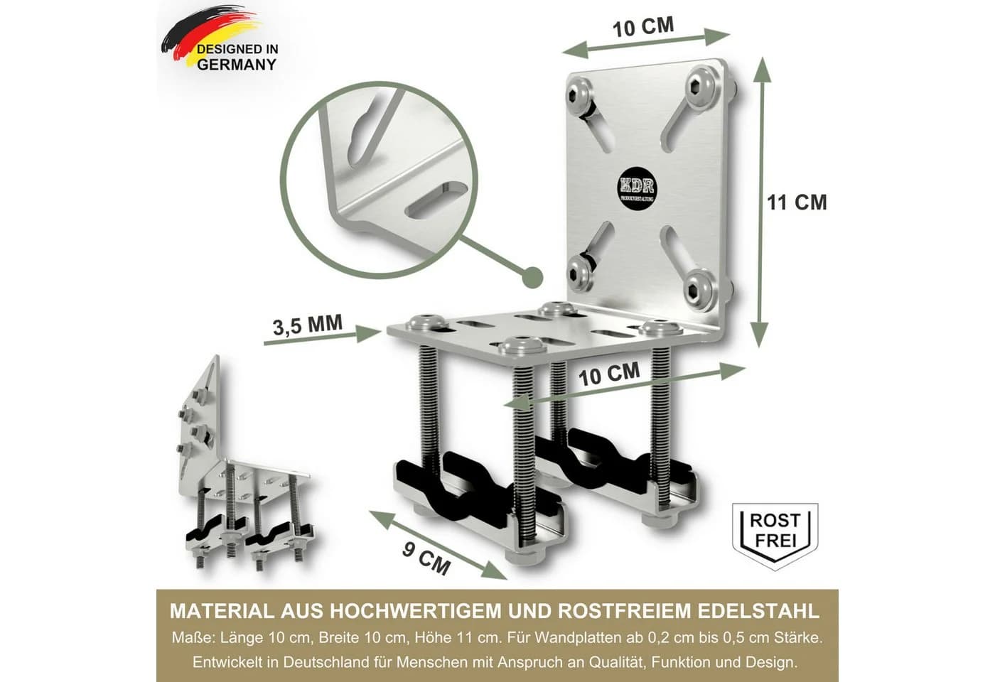 KDR Produktgestaltung Balkonfächerhalter Edelstahl - Bild 3