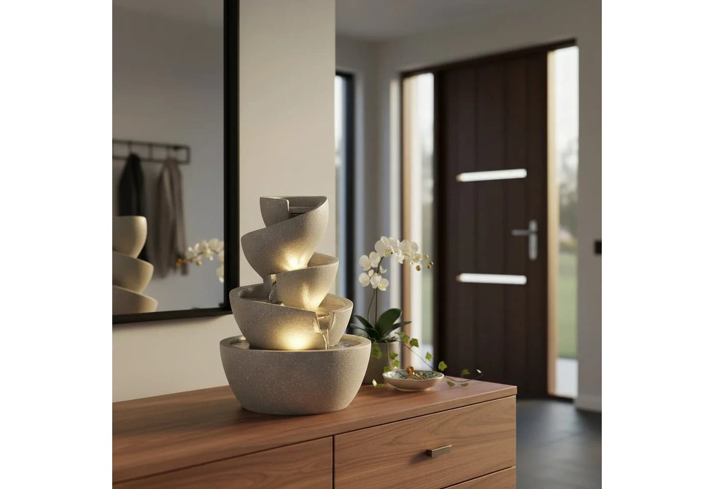 Arnusa Zimmerbrunnen BK912 mit LED-Beleuchtung und Polyresin - Bild 4