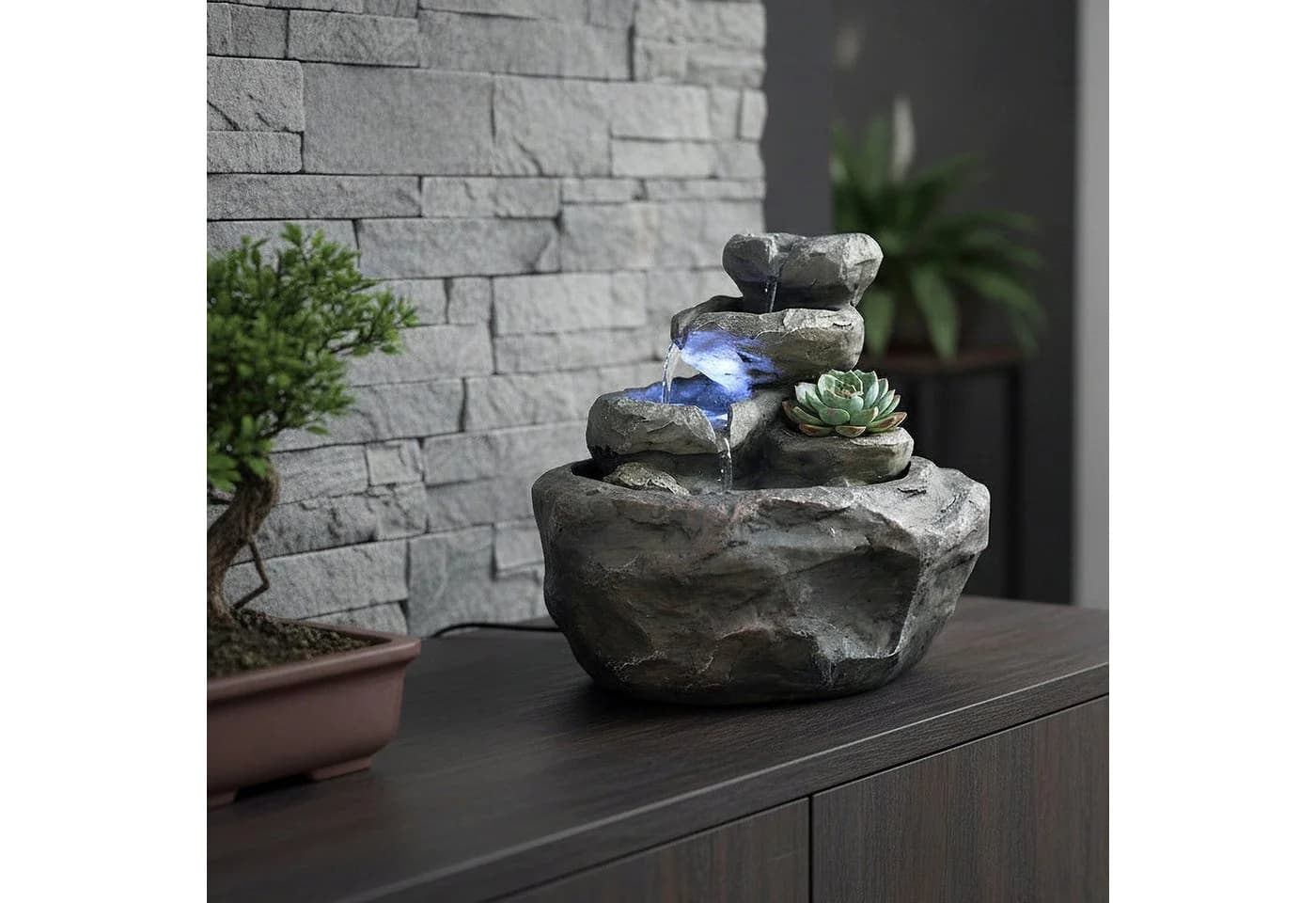 Arnusa Zimmerbrunnen Fels-Optik LED Beleuchtung - Bild 3