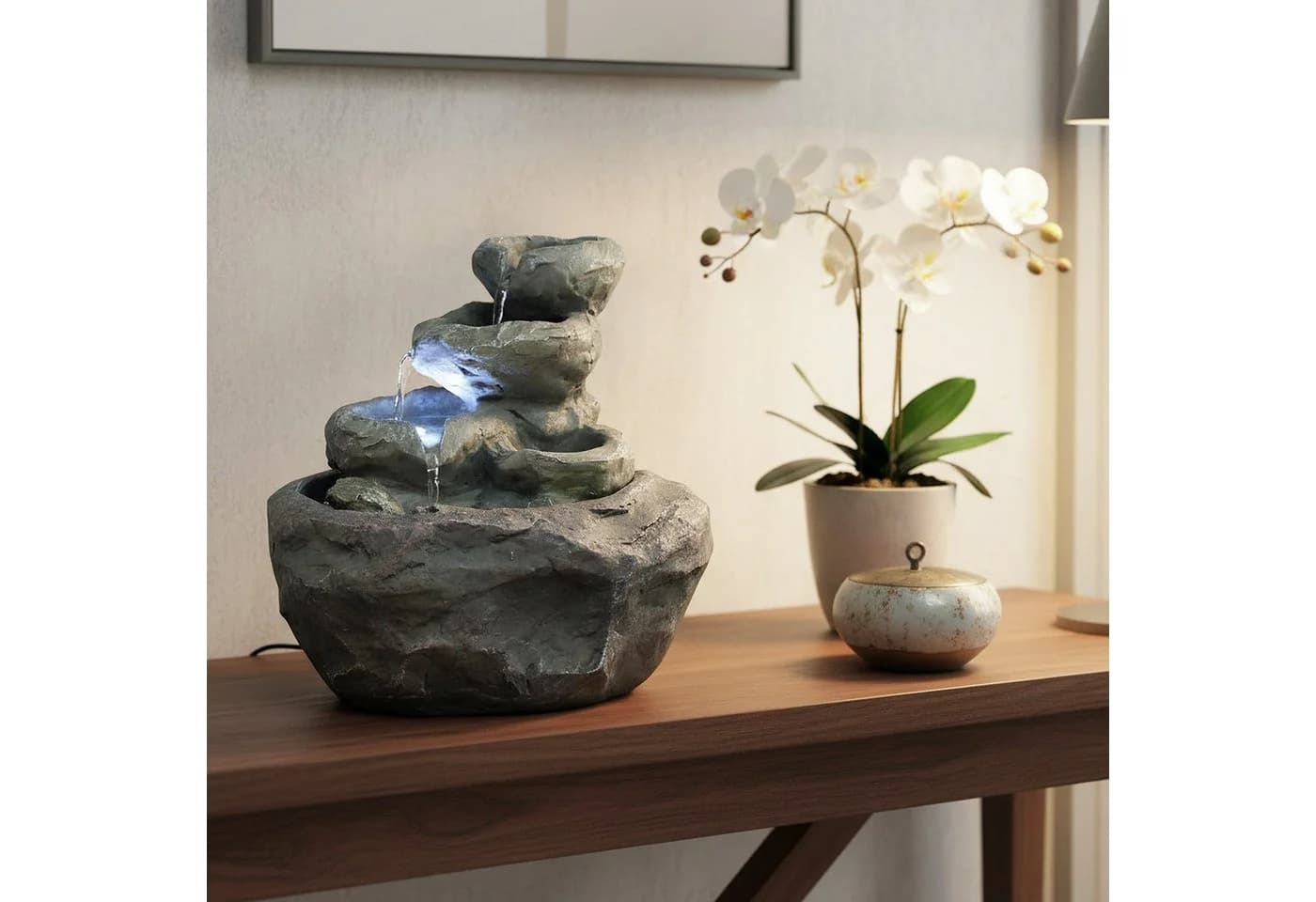 Arnusa Zimmerbrunnen Fels-Optik LED Beleuchtung - Bild 4