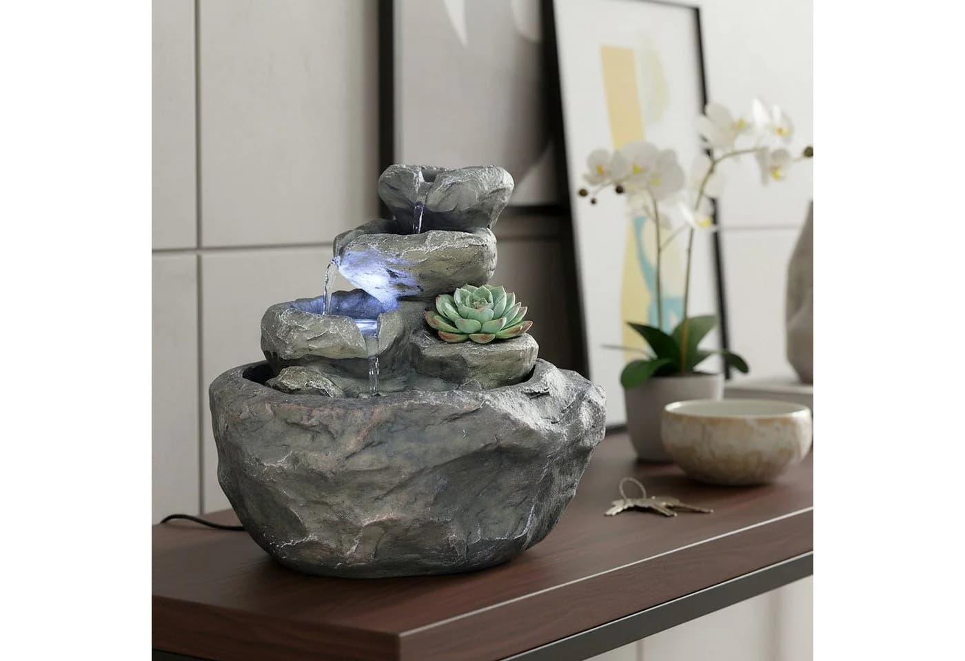 Arnusa Zimmerbrunnen Fels-Optik LED Beleuchtung - Bild 5