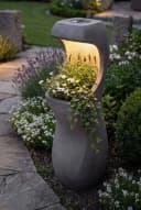 Arnusa Solar-Blumentopf mit LED-Beleuchtung Grau Fiberclay Bild 4