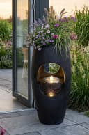 Arnusa Gartenbrunnen LED Springbrunnen bepflanzbar 91 cm dunkel Grau Bild 1