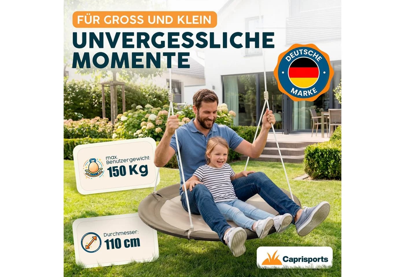 Caprisports Nestschaukel Braun Textilene TÜV/GS geprüft - Bild 4