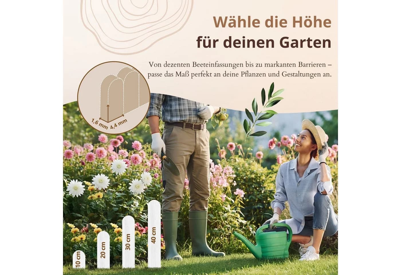 Floranica Beeteinfassung Schwarz 200x10 cm Kiefernholz