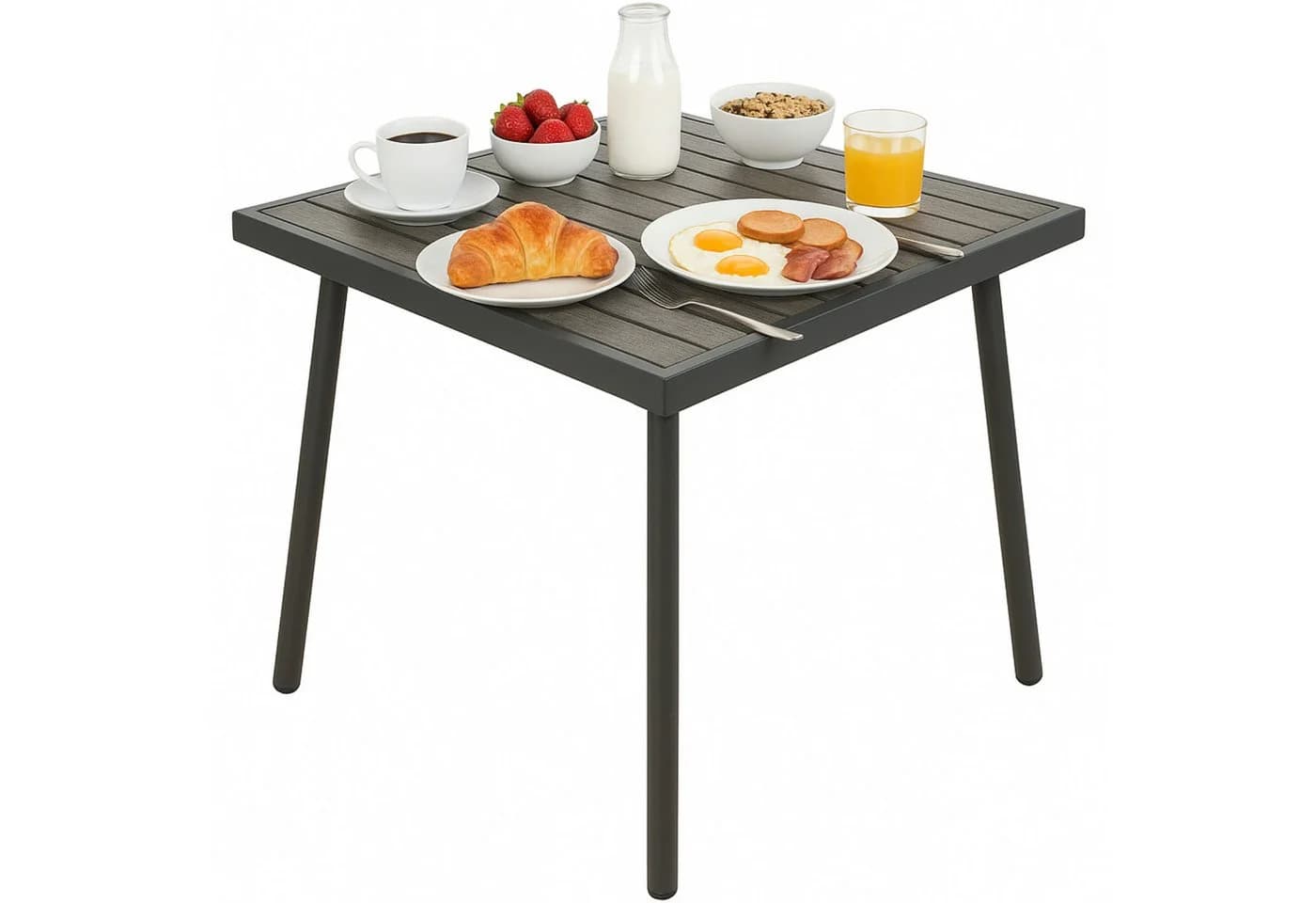Koopman Gartentisch Anthrazit Metall Holzoptik 70x70cm - Bild 2