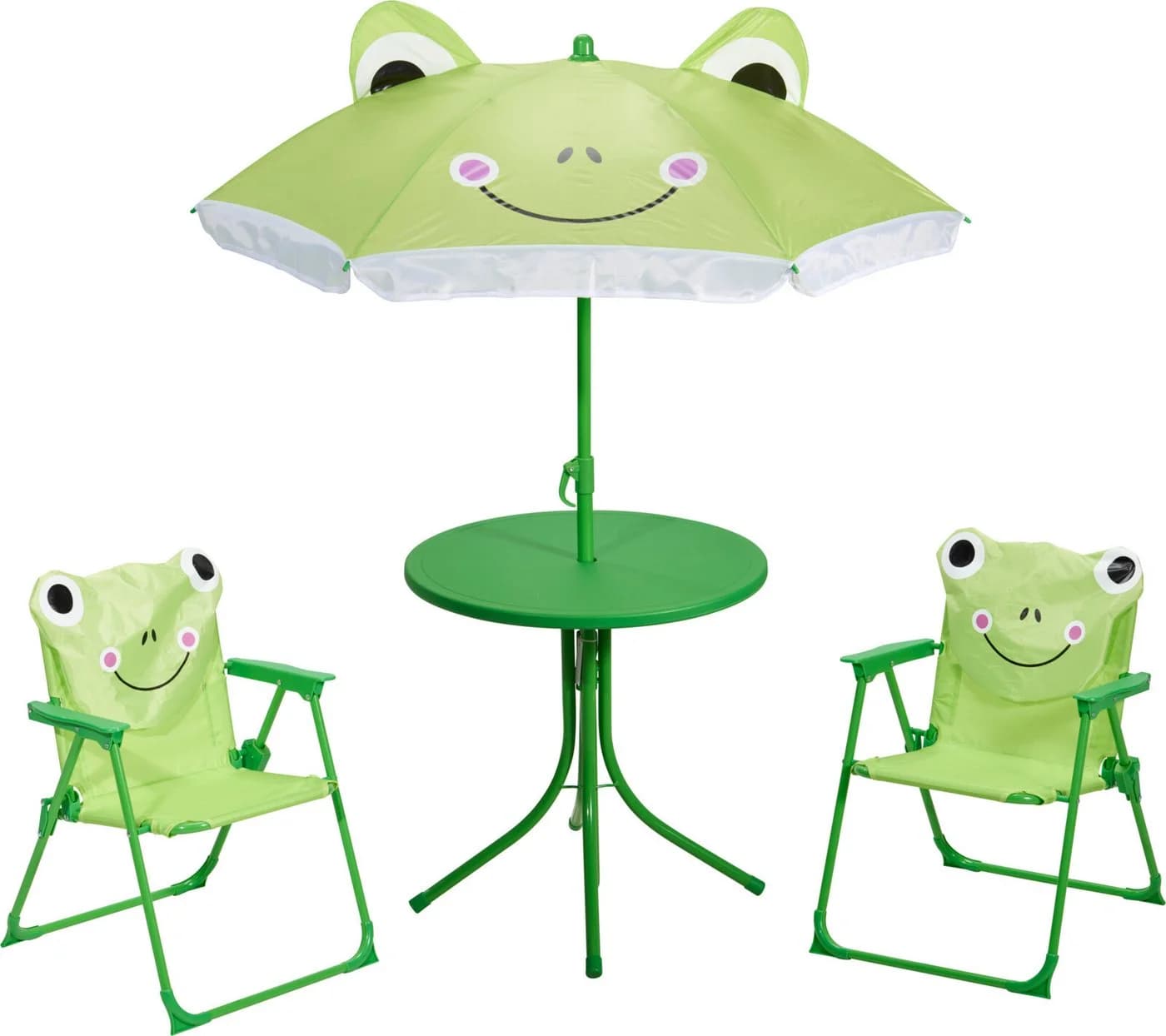 Koopman Garten-Kindersitzgruppe 4-tlg. Grün Frosch-Design mit Schirm