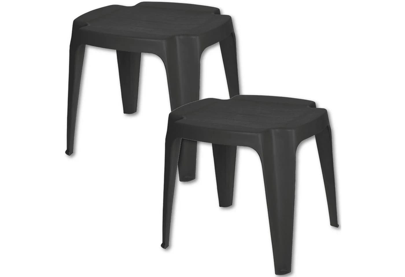 Progarden Gartenlounge-Hocker 2er Set Anthrazit Kunststoff Wetterfest Stapelbar