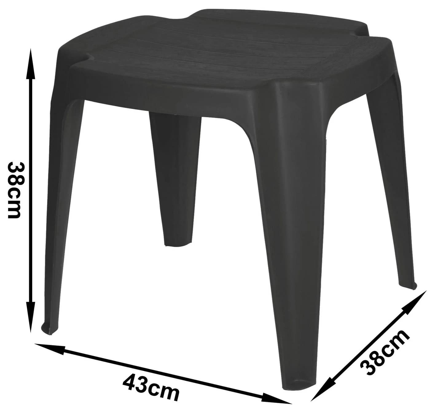 Progarden Gartenlounge-Hocker 2er Set Anthrazit Kunststoff Wetterfest Stapelbar - Bild 3