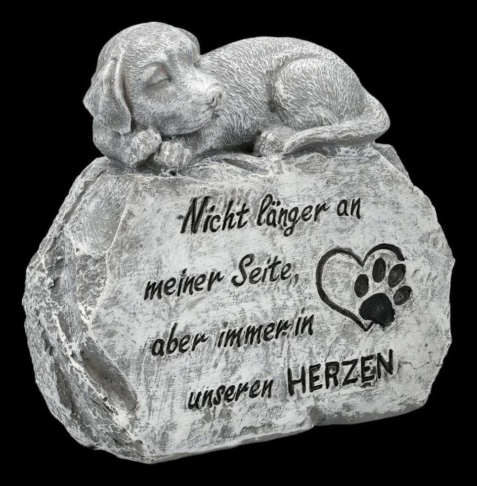 Figuren Shop GmbH Hund Statue Gedenkstein Trauerfigur Garten 15 cm