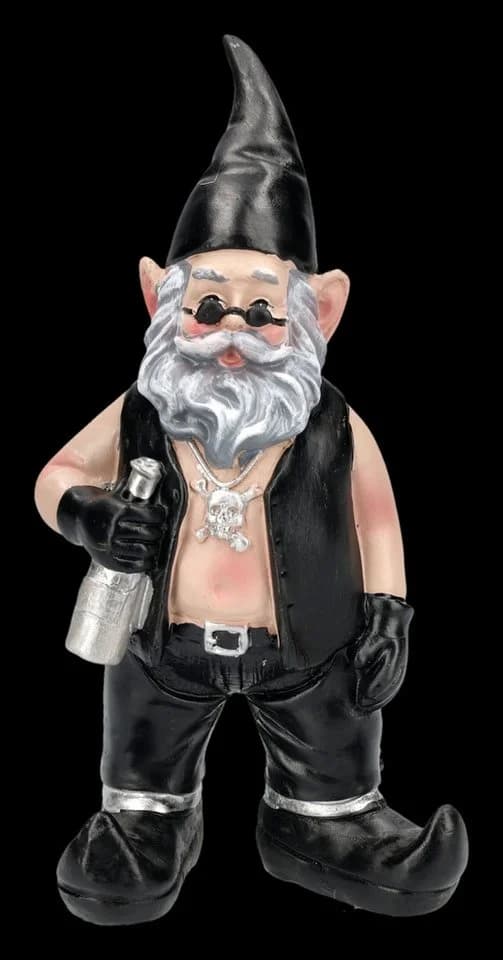 Figuren Shop GmbH Biker Gartenzwerg mit Totenkopfkette - Bild 2