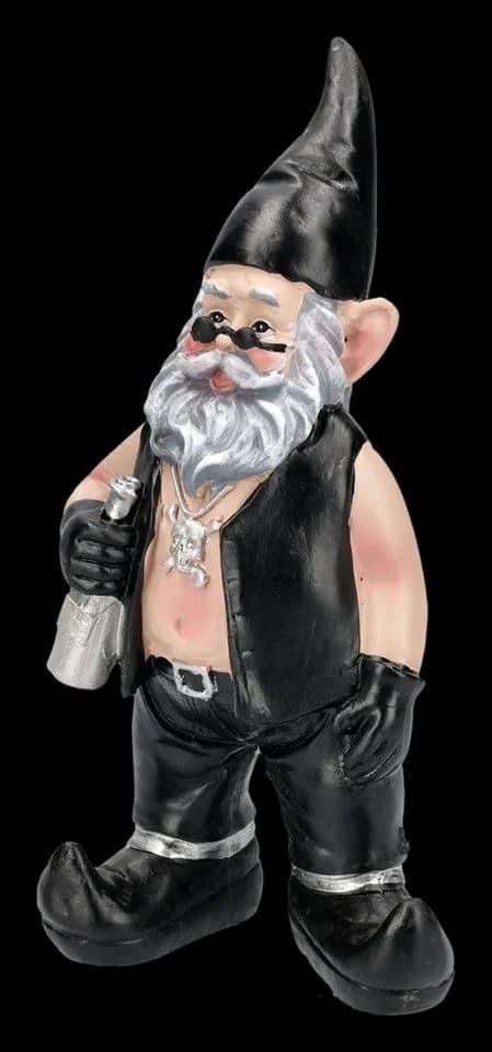 Figuren Shop GmbH Biker Gartenzwerg mit Totenkopfkette - Bild 3