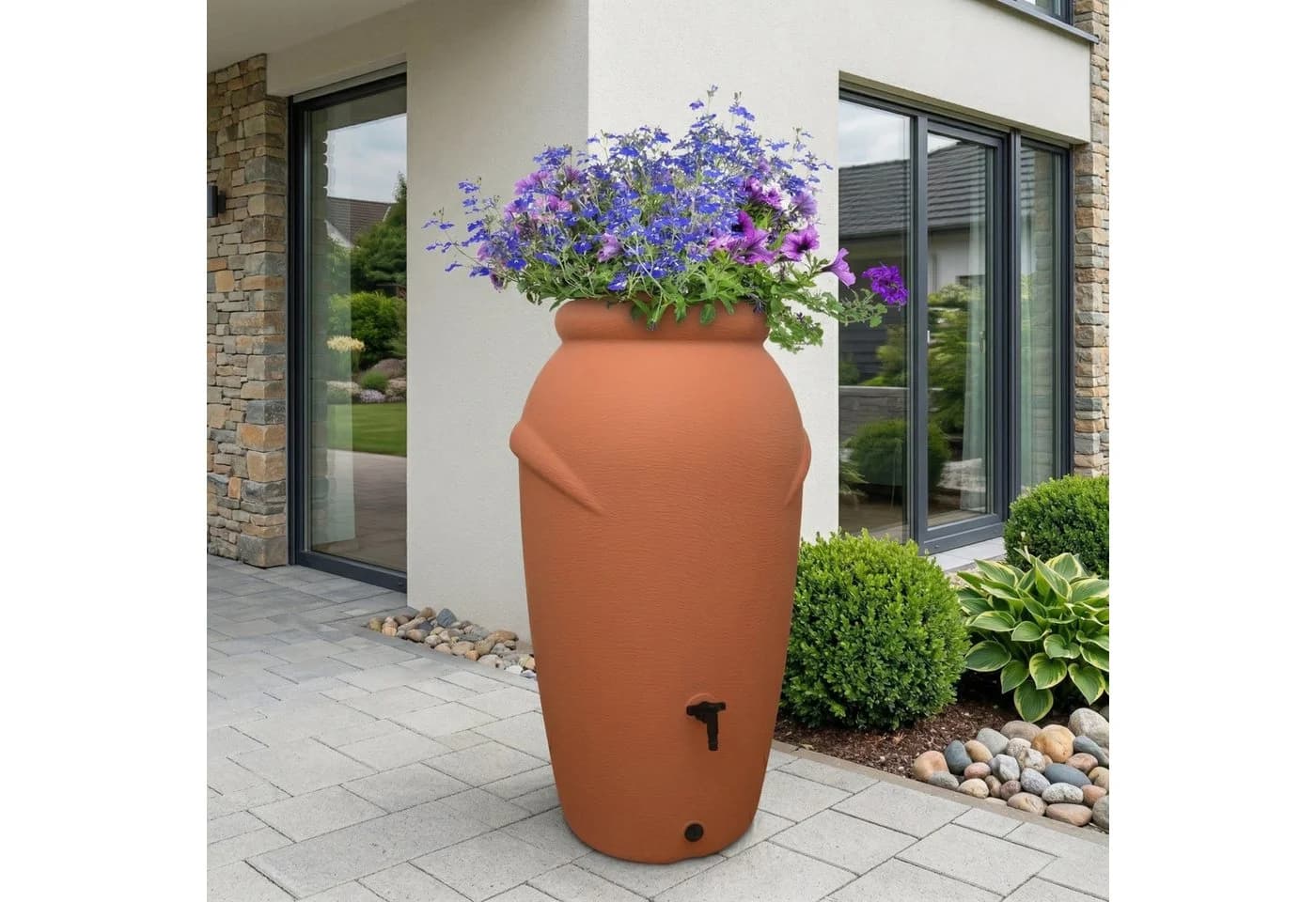 YourCasa Regentonne 210L Amphore Design Braun Kunststoff