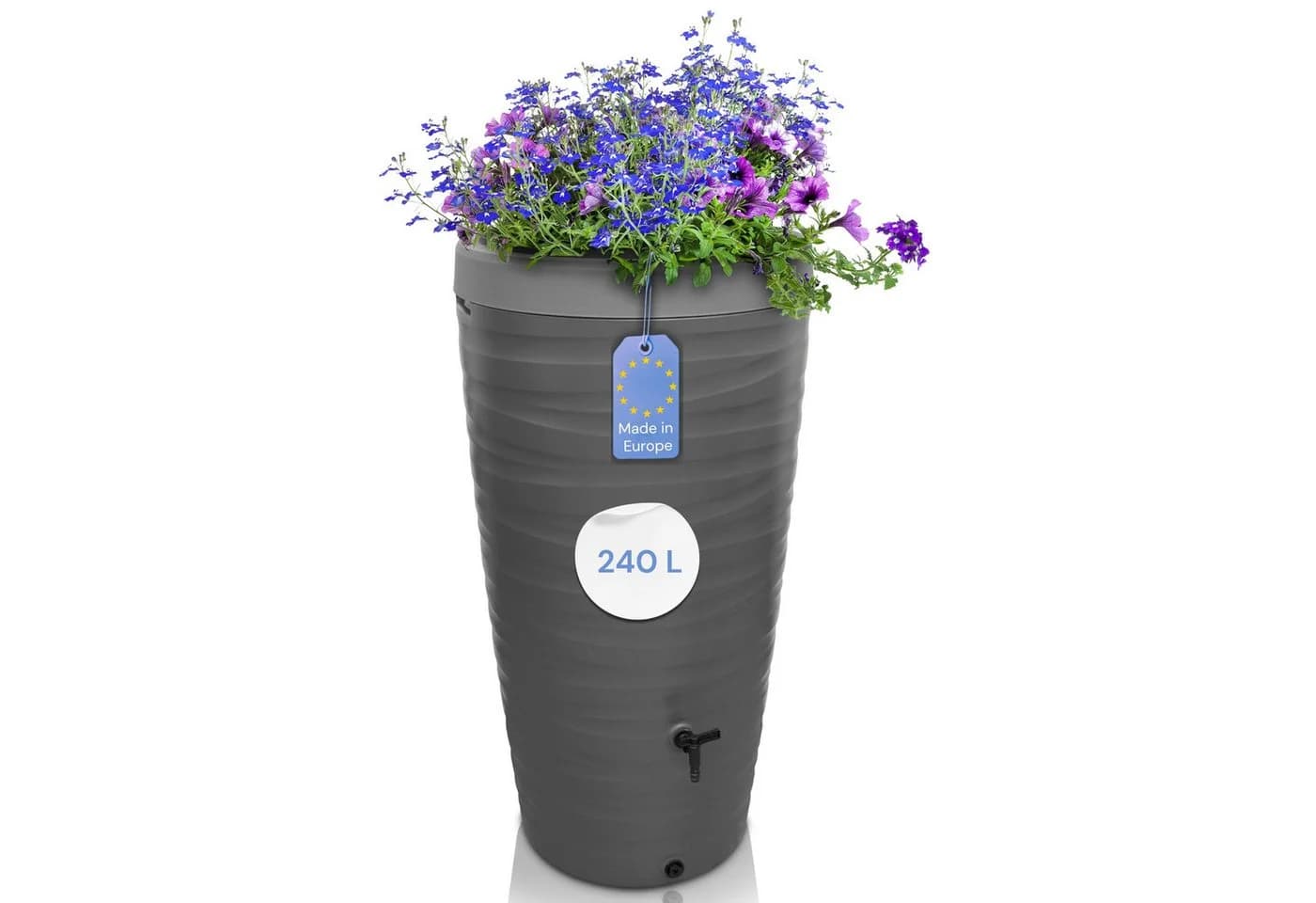 YourCasa Regentonne 240L Grau Wave Design Bepflanzbar - Bild 2