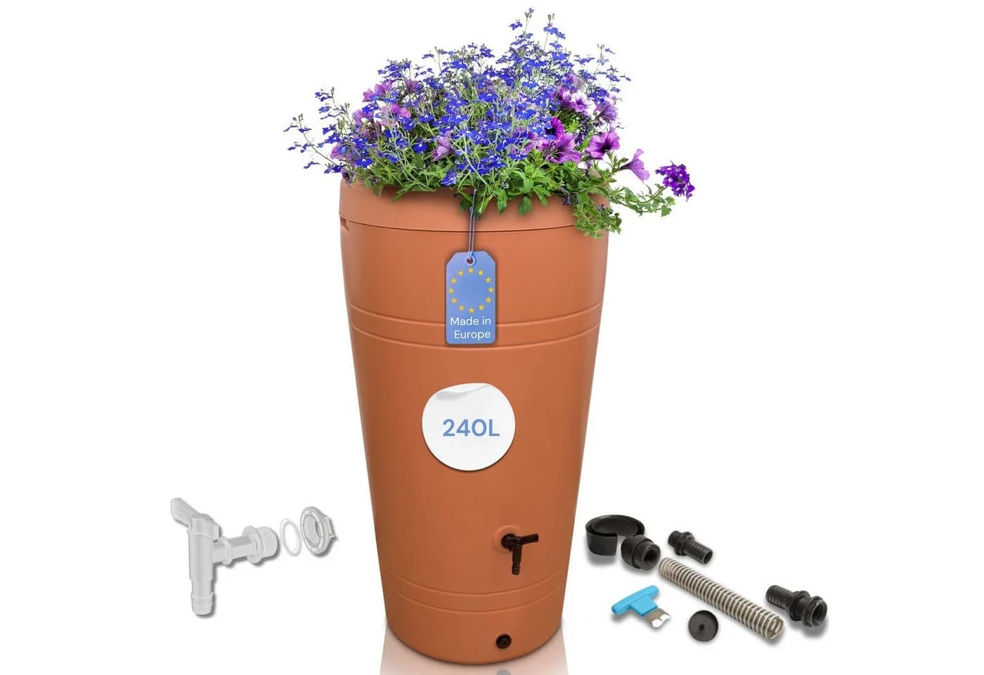 YourCasa Regentonne 230 Liter Decore Braun Kunststoff mit Wasserhahn - Bild 2