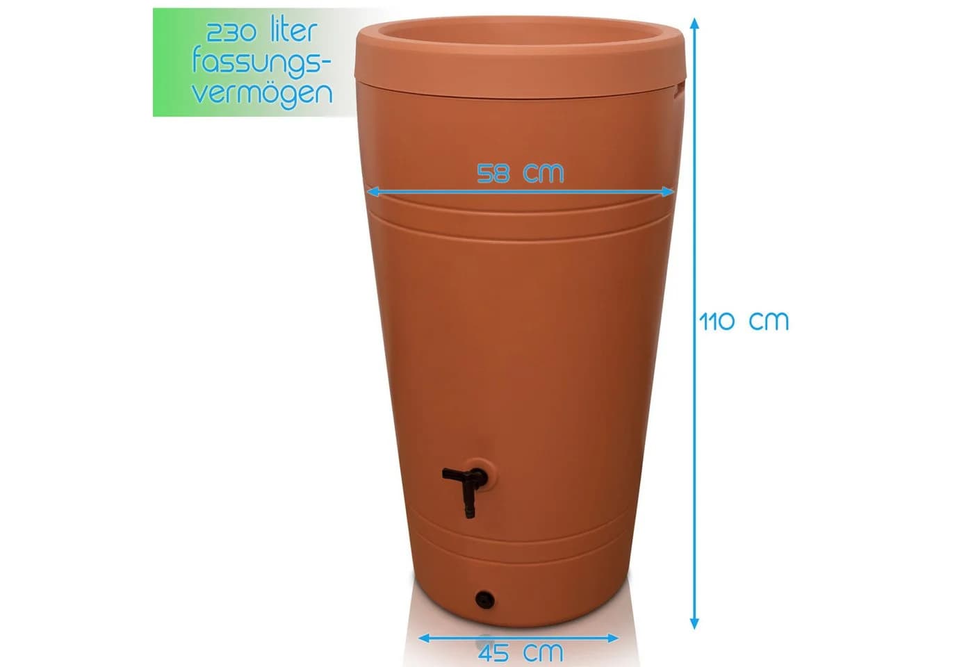YourCasa Regentonne 230 Liter Decore Braun Kunststoff mit Wasserhahn - Bild 4
