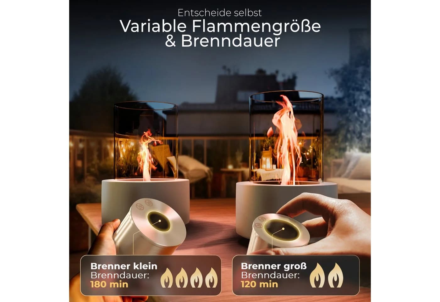 FIRELL Tischkamin VERVE Bioethanol Beton Edelstahl Komplettset - Bild 3