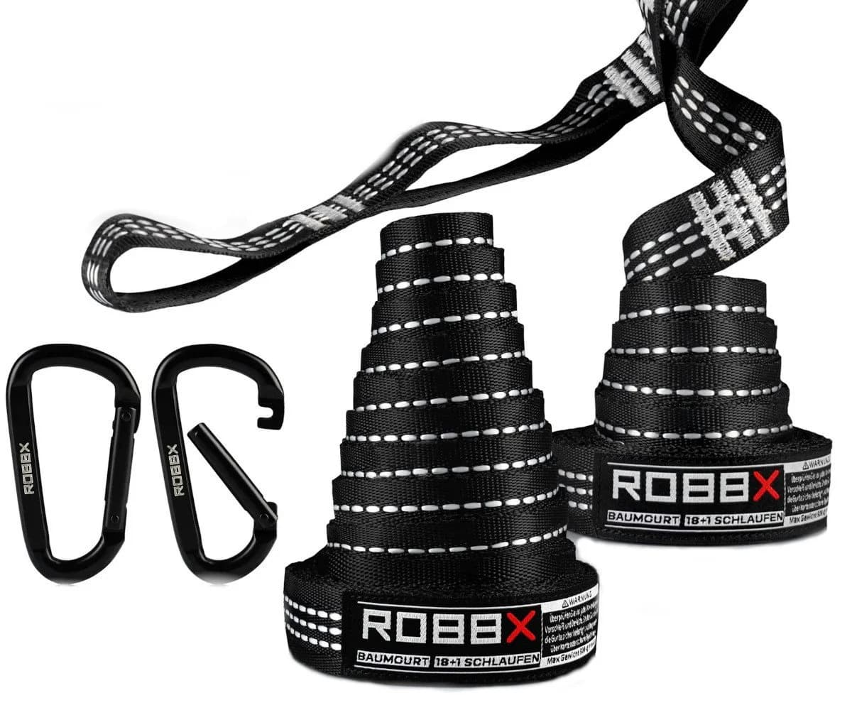 ROBBX Hängematten Befestigungsset - 300cm Baumgurte & Karabiner - Bild 2