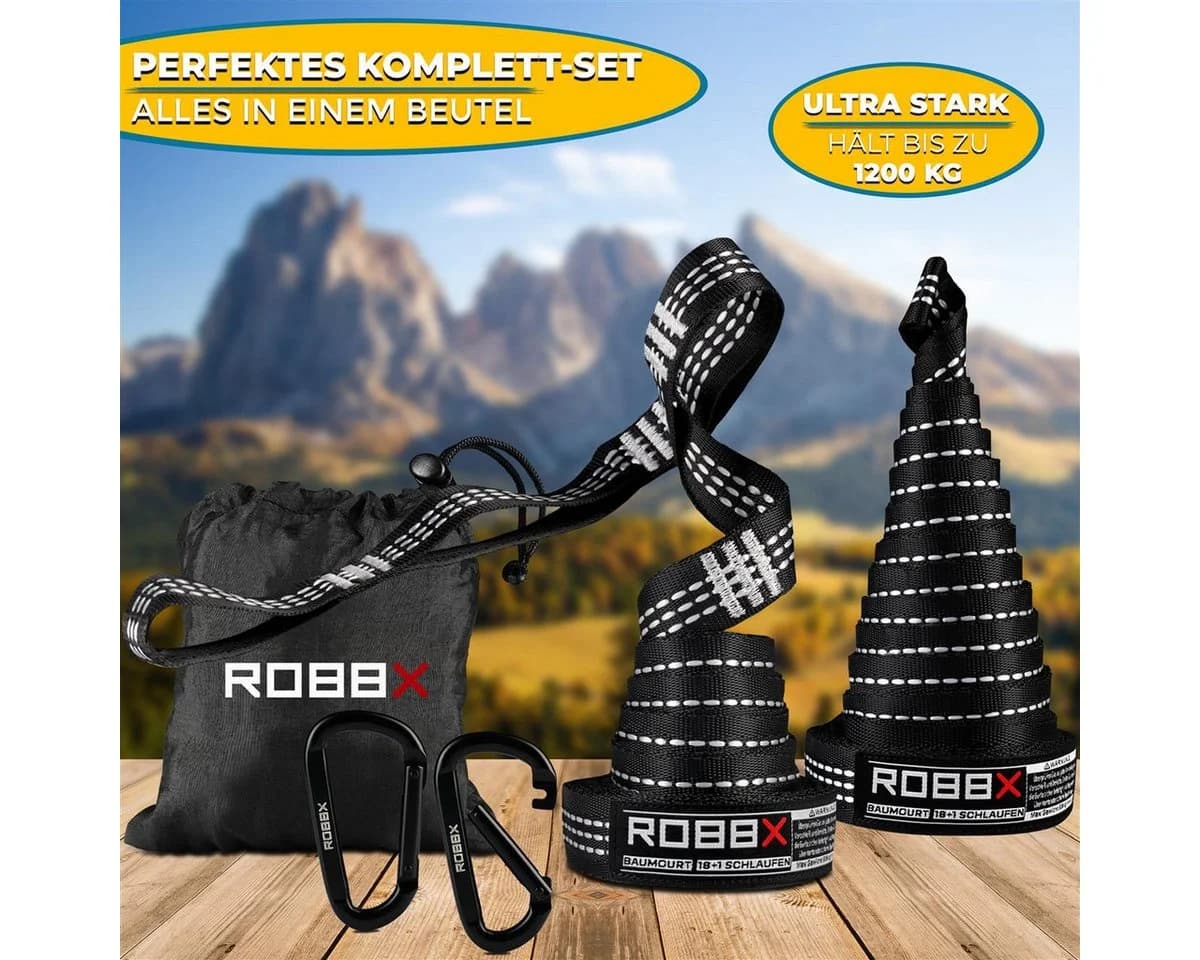 ROBBX Hängematten Befestigungsset - 300cm Baumgurte & Karabiner - Bild 3