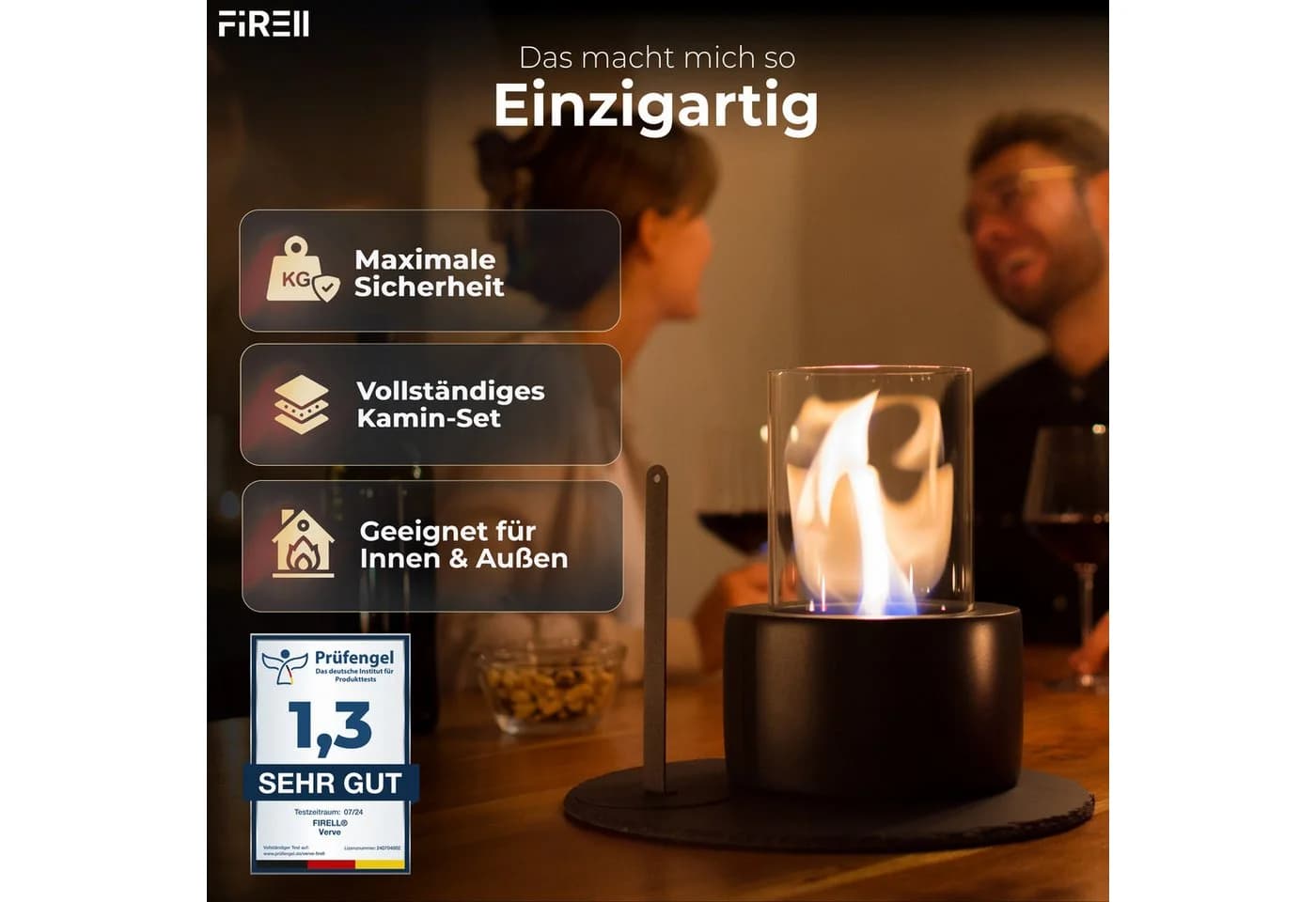 FIRELL Tischkamin VERVE Bioethanol Beton Edelstahl Komplett-Set - Bild 3