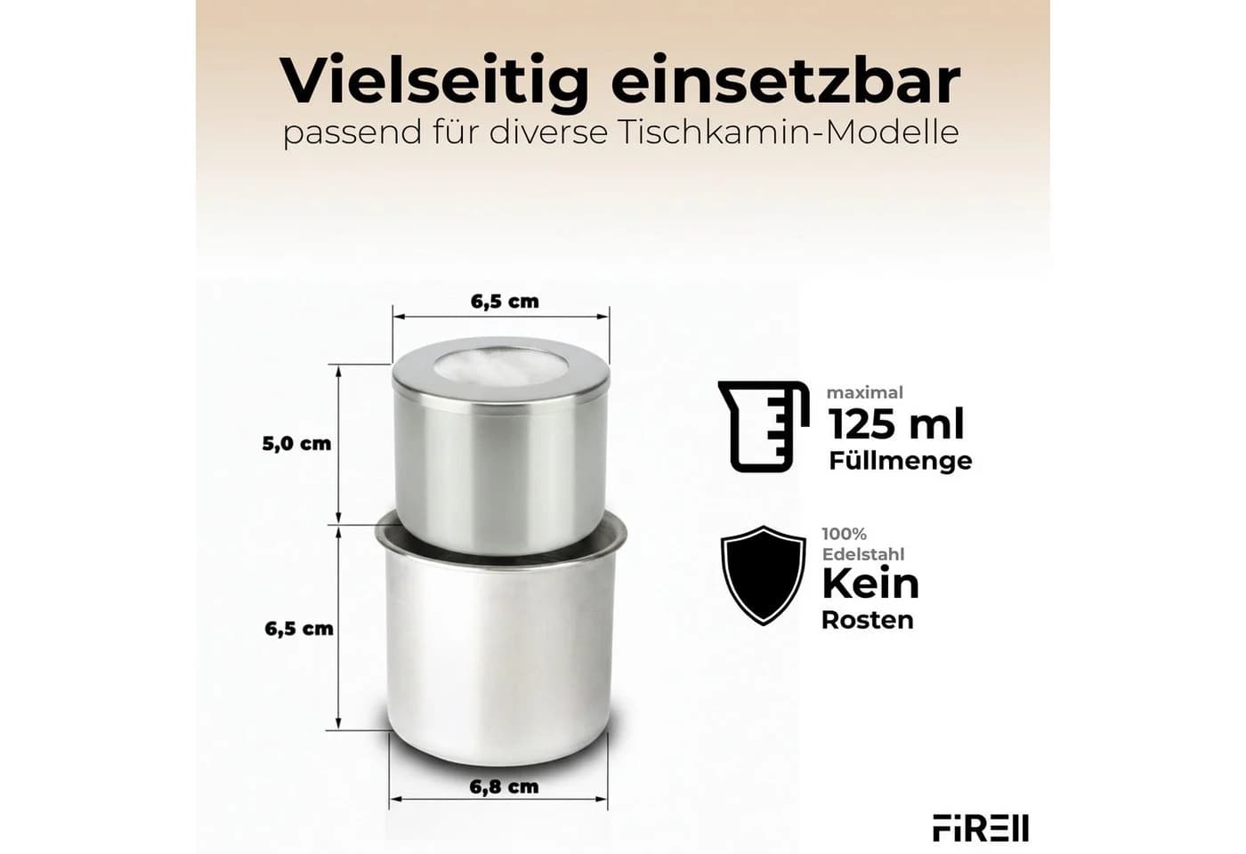 FIRELL Ethanol Brenner 125ml 3-teilig Edelstahl - Bild 4