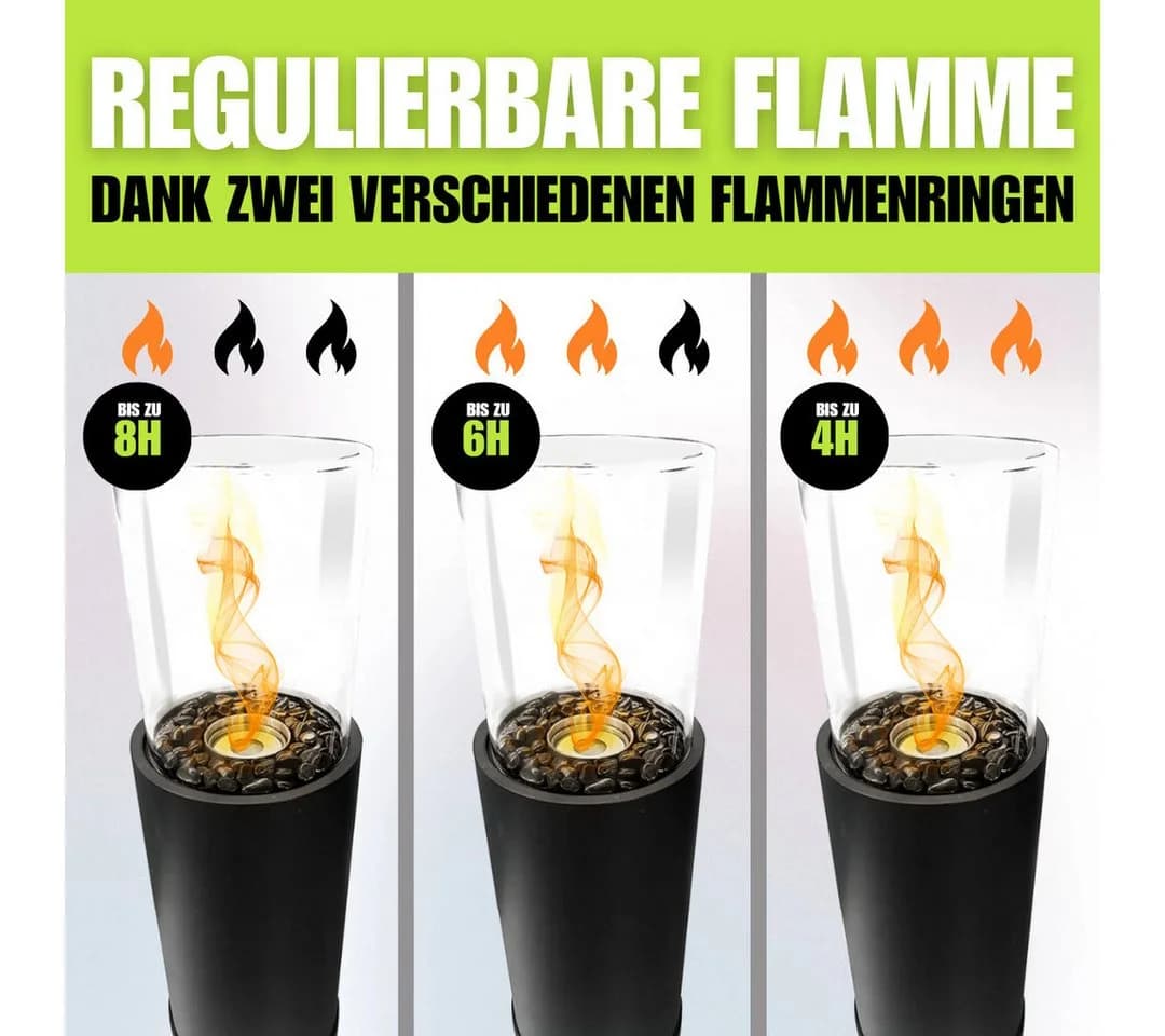 terrassana Bio-Ethanol Standkamin Anthrazit Indoor Outdoor Feuersäule