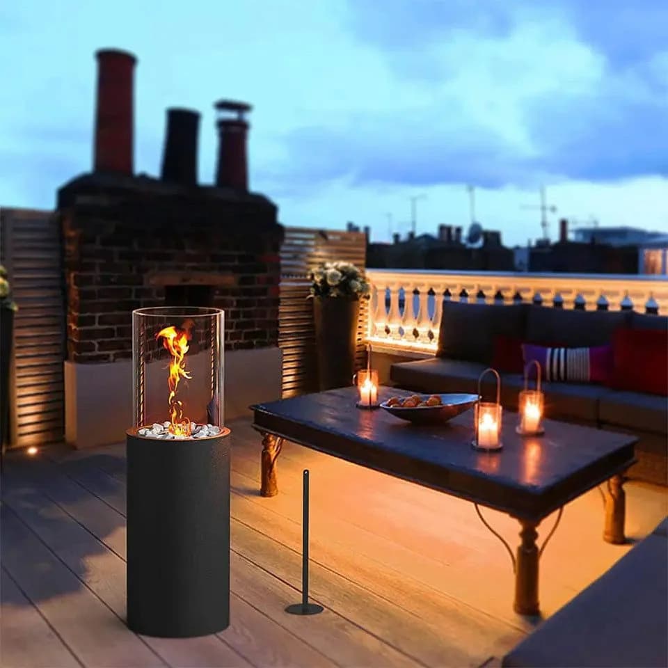 terrassana Bio-Ethanol Standkamin Anthrazit Indoor Outdoor Feuersäule - Bild 4