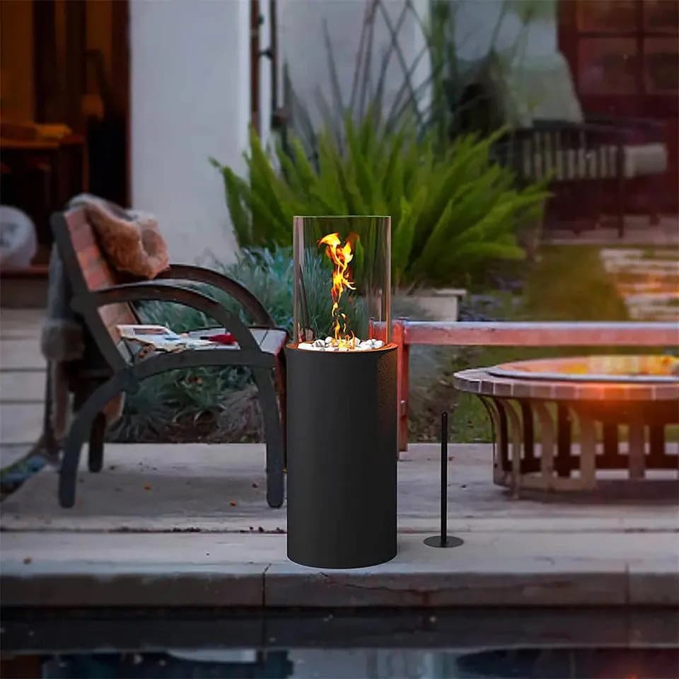 terrassana Bio-Ethanol Standkamin Anthrazit Indoor Outdoor Feuersäule - Bild 5