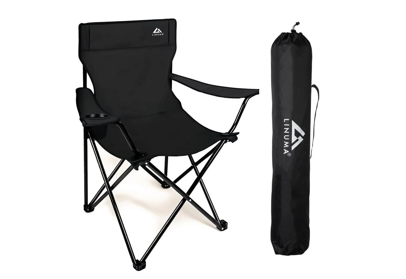 LINUMA Campingstuhl faltbar mit XL-Getränkehalter schwarz - Bild 2