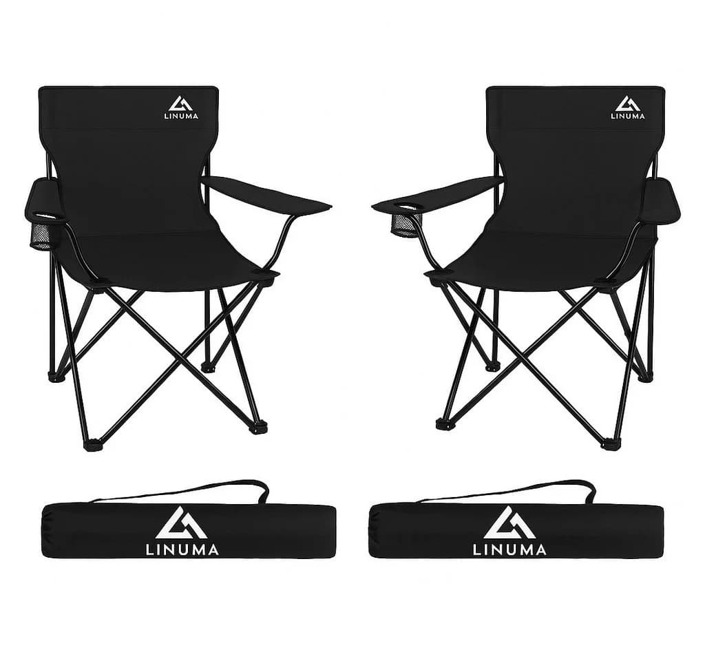 LINUMA Campingstuhl faltbar mit XL-Getränkehalter schwarz (2 St) - Bild 2